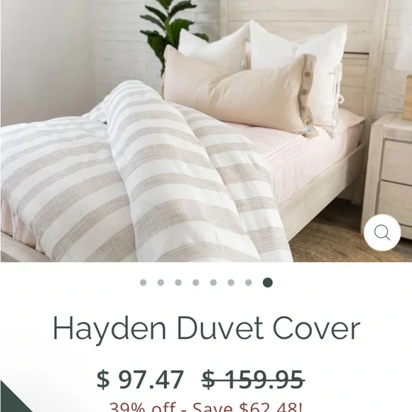 Beddys Hayden Full Size Duvet. Ivory & Hazelnut Striped. Woven Cotton. New. - Picture 8 of 12